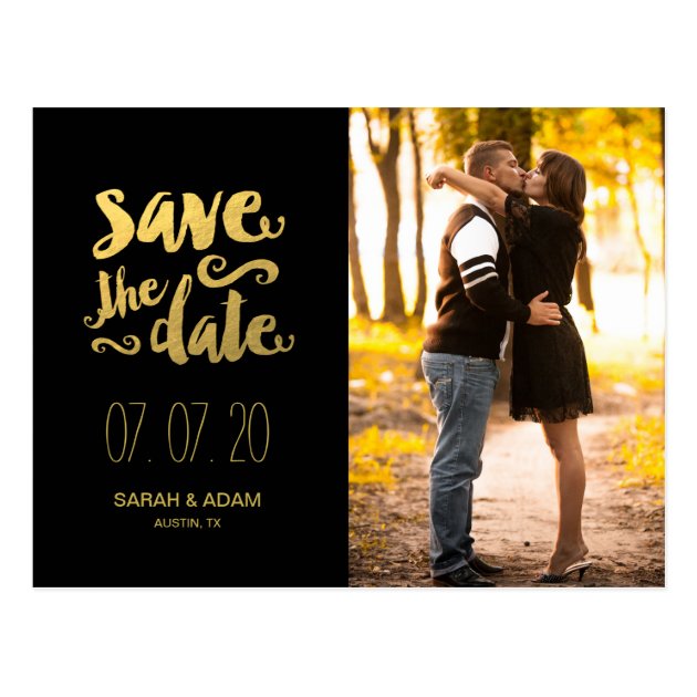 Gold Save Our Date | Save The Date Postcard