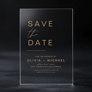 Gold Save the Date Elegant Minimalist Script