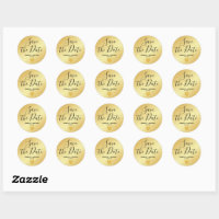 Gold Save the Date Envelope Seals with Heart