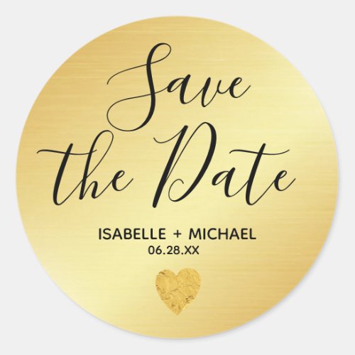 Gold Save the Date Envelope Seals with Heart