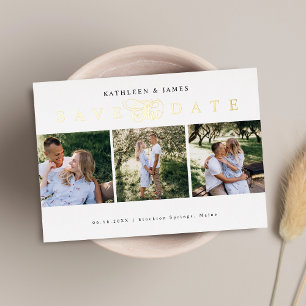 Gold Save The Date Photo Collage Foil Invitation