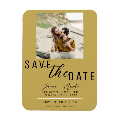 Gold Save the Date Photo Wedding Magnet