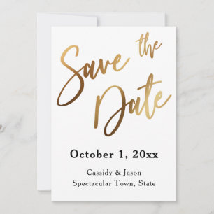 Gold Save the Date Typography, Bokeh Black Back