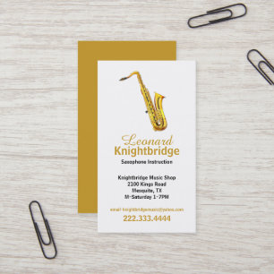 Gold Saxophone Business Card