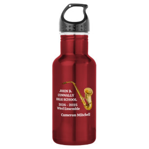 Gold Saxophone Player Personalized Band Stainless Steel Water Bottle