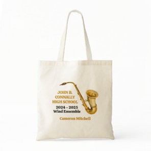 Gold Saxophone Player Personalized Band Tote Bag