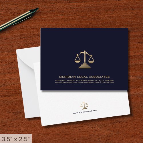 Gold Scale Navy Legal Note Card