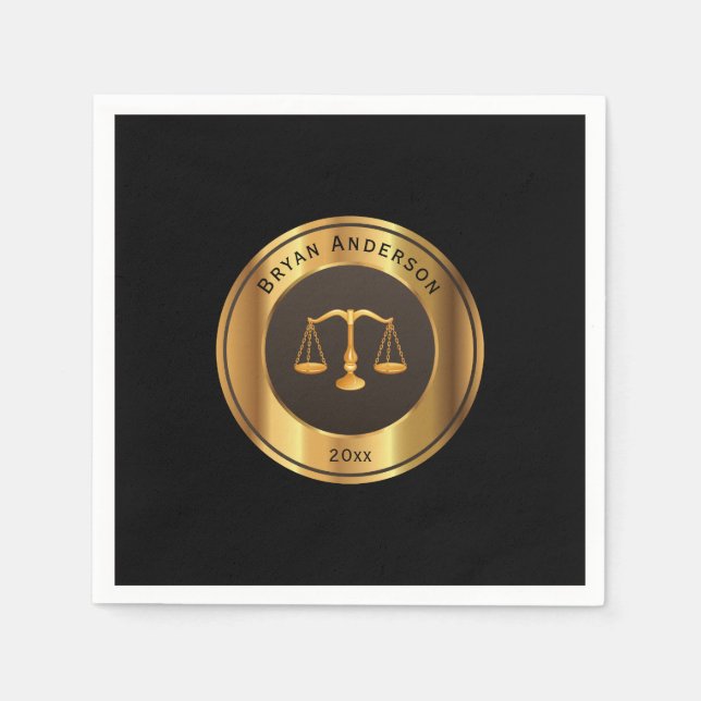 Gold Scale Of Justice Symbol Graduation Napkins (Front)