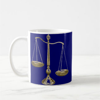 gold scales of justice coffee mug