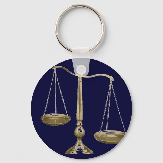 gold scales of justice keychain (Front)