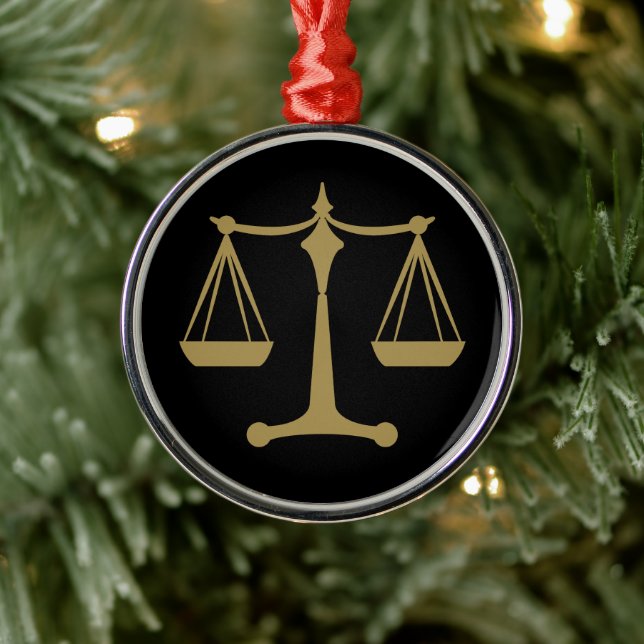 Gold Scales of Justice | Law Gifts Metal Ornament (Tree)