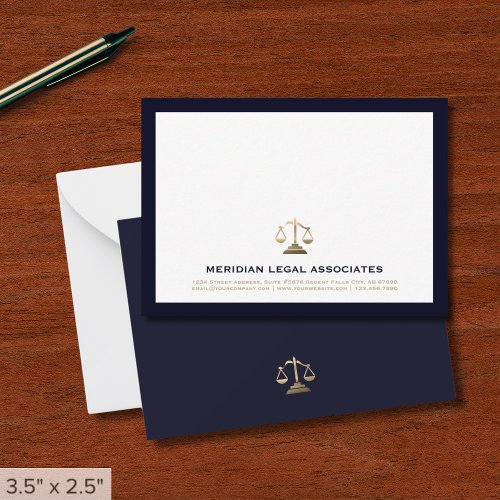 Gold Scales of Justice Legal Note Card