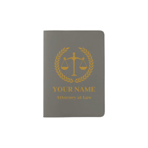 Gold Scales of Justice Personalized Lawyer Gifts Passport Holder
