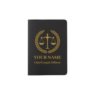 Gold Scales of Justice Personalized Lawyer Gifts Passport Holder