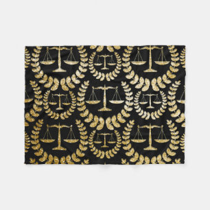 Gold Scales Of Justice Repeat Pattern Fleece Blanket