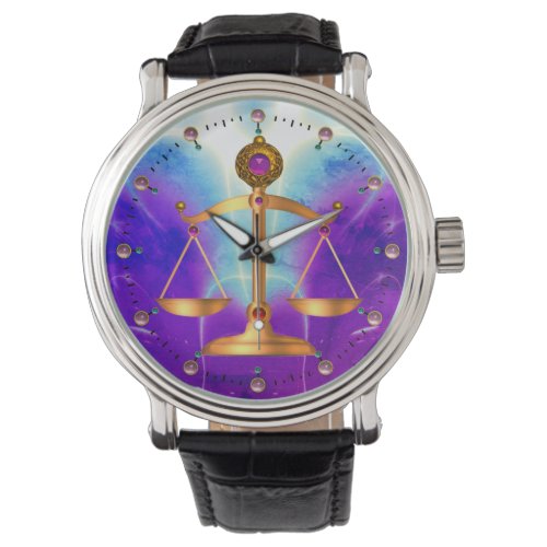 GOLD SCALES OF LAW AND GEMSTONESJustice Teal Blue Watch