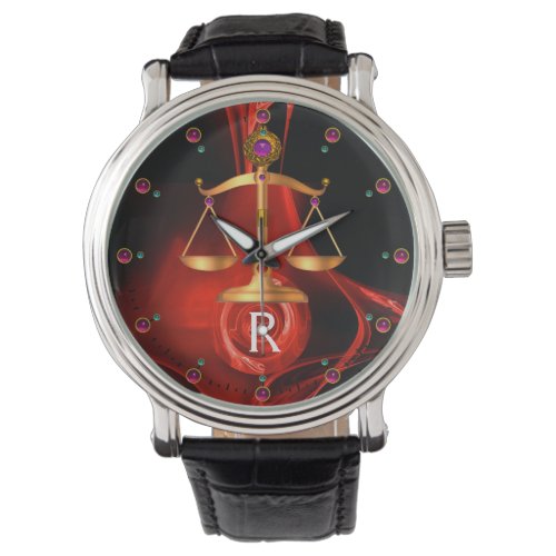 GOLD SCALES OF LAW ATTORNEYJustice Red Black Watch