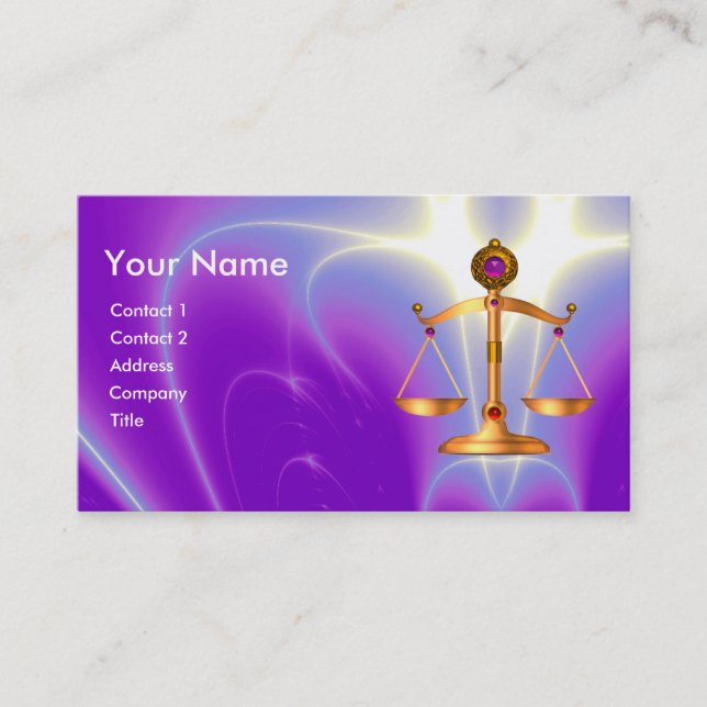 GOLD SCALES OF LAW,ATTORNEY MONOGRAM Ultra Violet Business Card (Front)