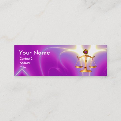 GOLD SCALES OF LAW ATTORNEY MONOGRAM Ultra Violet Mini Business Card
