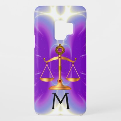 GOLD SCALES OF LAW ,GEM STONES MONOGRAM Purple Case-Mate Samsung Galaxy S9 Case
