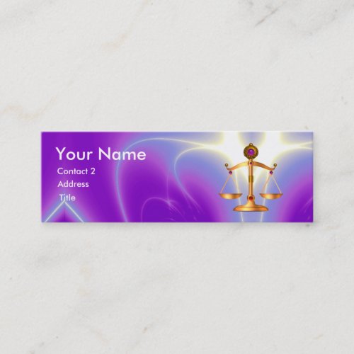 GOLD SCALES OF LAW MONOGRAM Ultra Violet Purple Mini Business Card