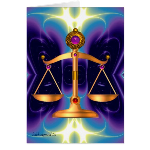 GOLD SCALES OF LAW WITH GEM STONES Justice Symbol