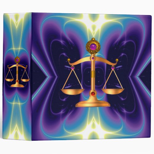 GOLD SCALES OF LAW WITH GEM STONES Justice Symbol Binder