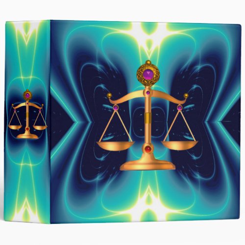 GOLD SCALES OF LAW WITH GEM STONES Justice Symbol Binder