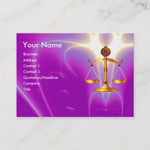 GOLD SCALES OF LAW WITH GEM STONES Justice Symbol Business Card