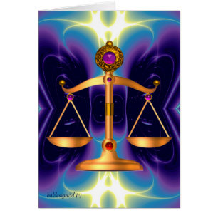 GOLD SCALES OF LAW WITH GEM STONES ,Justice Symbol Cards