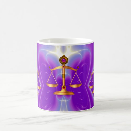 GOLD SCALES OF LAW WITH GEM STONES Justice Symbol Coffee Mug