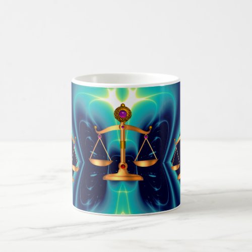 GOLD SCALES OF LAW WITH GEM STONES Justice Symbol Coffee Mug