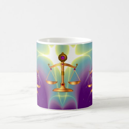 GOLD SCALES OF LAW WITH GEM STONES Justice Symbol Coffee Mug