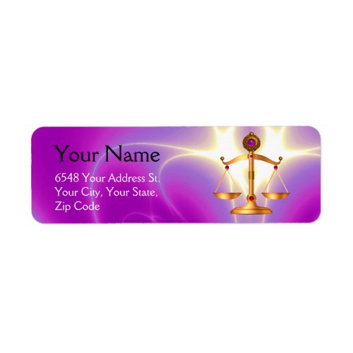 GOLD SCALES OF LAW WITH GEM STONES Justice Symbol Label