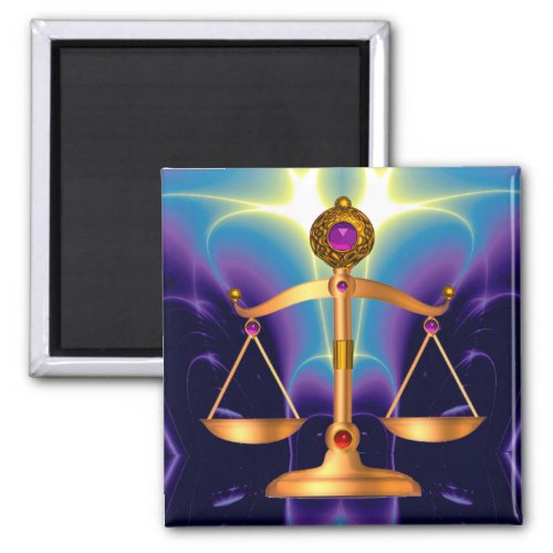 GOLD SCALES OF LAW WITH GEM STONES Justice Symbol Magnet