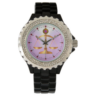 GOLD SCALES OF LAW WITH GEM STONES ,Justice Symbol Watch
