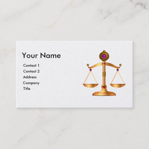 GOLD SCALES OF LAW WITH GEM STONES MONOGRAM Black Business Card