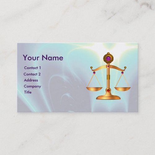 GOLD SCALES OF LAW WITH GEM STONES MONOGRAM BUSINESS CARD