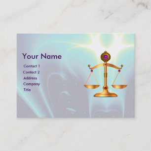 GOLD SCALES OF LAW WITH GEM STONES MONOGRAM BUSINESS CARD