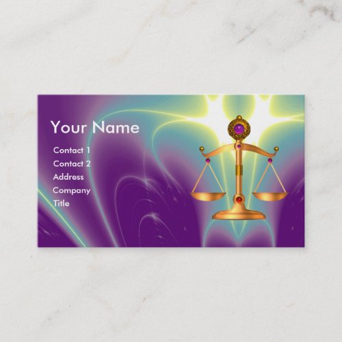GOLD SCALES OF LAW WITH GEM STONES MONOGRAM BUSINESS CARD