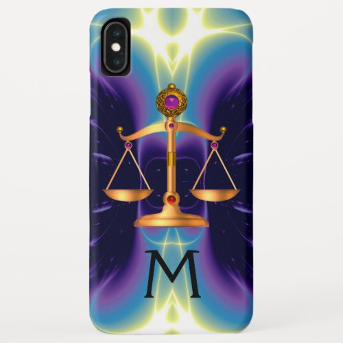 GOLD SCALES OF LAW WITH GEM STONES MONOGRAM iPhone XS MAX CASE