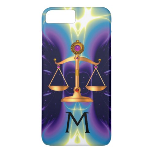 GOLD SCALES OF LAW WITH GEM STONES MONOGRAM iPhone 8 PLUS7 PLUS CASE