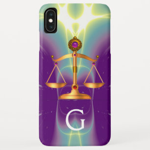 GOLD SCALES OF LAW WITH GEM STONES MONOGRAM iPhone XS MAX CASE