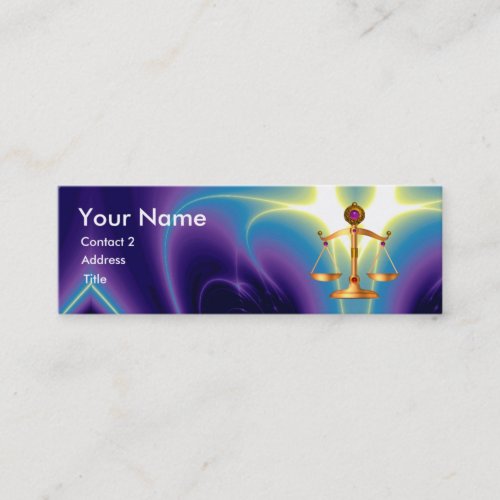 GOLD SCALES OF LAW WITH GEM STONES MONOGRAM MINI BUSINESS CARD