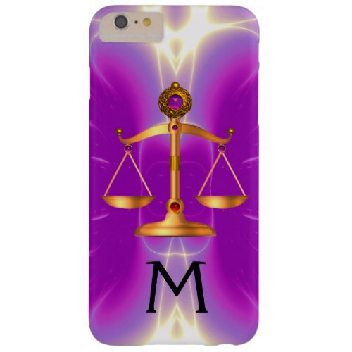 GOLD SCALES OF LAW WITH GEM STONES MONOGRAM Pink Barely There iPhone 6 Plus Case