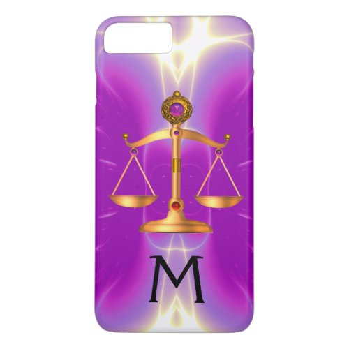 GOLD SCALES OF LAW WITH GEM STONES MONOGRAM Pink iPhone 8 Plus7 Plus Case