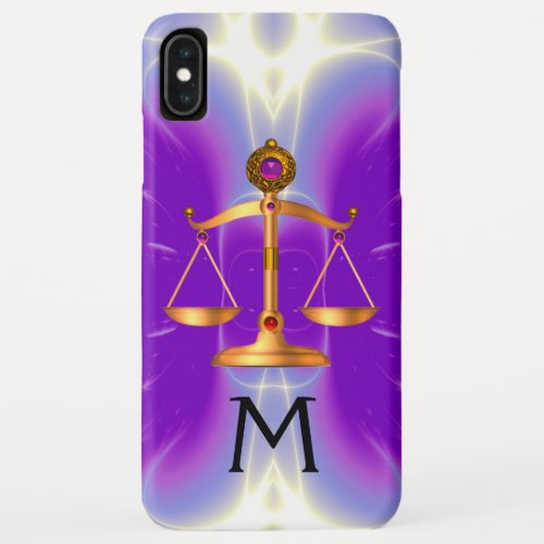 GOLD SCALES OF LAW WITH GEM STONES MONOGRAM Pink iPhone XS Max Case