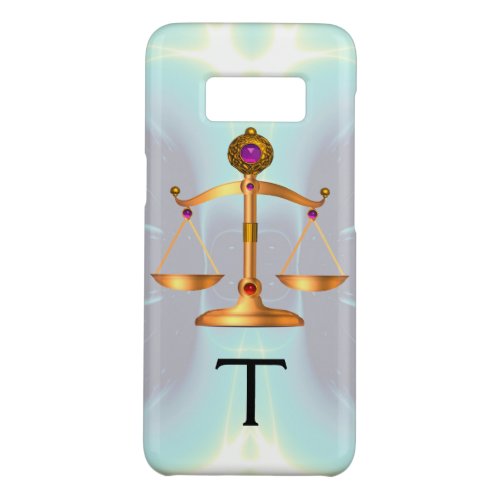 GOLD SCALES OF LAW WITH GEM STONES MONOGRAM Teal Case_Mate Samsung Galaxy S8 Case