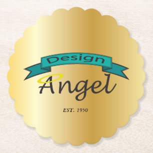 Gold Scalloped Custom Logo Branded Paper Coasters