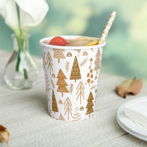 Gold Scandinavian Style Christmas Paper Cups